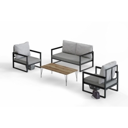 Set Salotto Da Esterno 4 Posti Con Tavolino Metal Frame MTLKNP002
