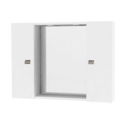 Specchio Da Bagno Con Due Ante Laterali E Faretti Bianco Lucido 80 Cm