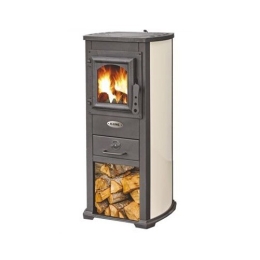 Stufa A Legna In Acciaio 7 kW Scarico Fumi Posteriore K-Line Karma Beige