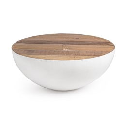 Tavolino Tondo Da Interno 90 Cm Lancaster Legno E Acciaio Bizzotto Bianco