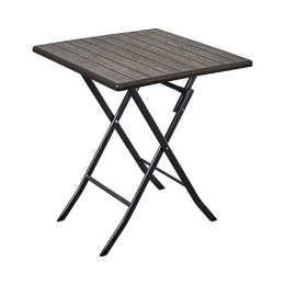 Tavolino Pieghevole Da Esterno Quadrato 62x62x74 Effetto Legno Marrone