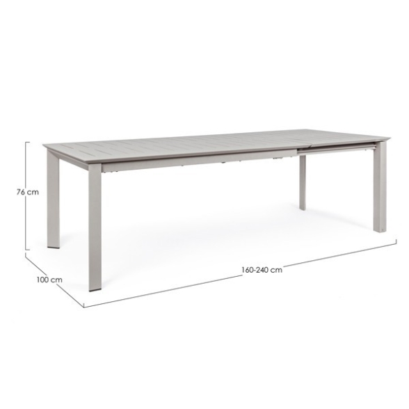 Tavolo Allungabile In Alluminio Rastin Per Esterni 100x160-240 Konnor Bizzotto