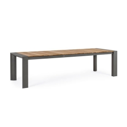 Tavolo In Alluminio E Teak Allungabile 100x228/294 Cm Cameron Antracite Bizzotto