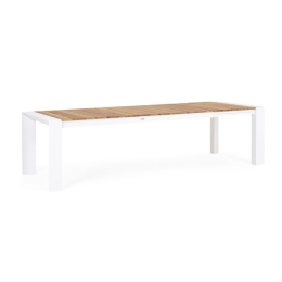 Tavolo In Alluminio E Teak Allungabile 100x228/294 Cm Cameron Bianco Bizzotto