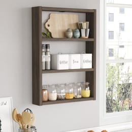 Mensola A Parete Cubo 43x9x60H 3 Ripiani Effetto Legno Rovere Fumo