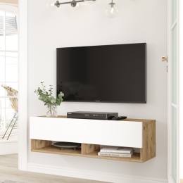 Mobile Tv Sospeso 100x32x30 Rovere E Bianco Evolution