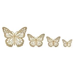 Set 4 farfalle da muro di diverse dimensioni Butterflies oro 