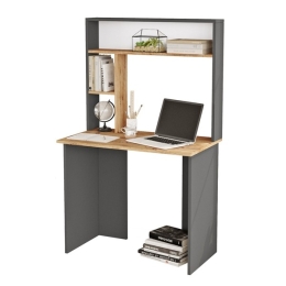 Scrivania Con Scaffali 90x52x149H Rovere E Antracite Bremen