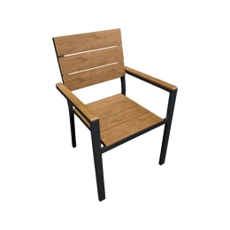Sedia Da Esterno Con Braccioli Alluminio Effetto Legno Antracite Teak