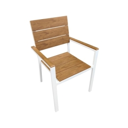 Sedia Da Esterno Con Braccioli Alluminio Effetto Legno Bianca Teak
