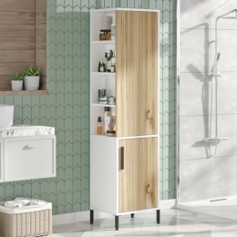 Armadietto Bagno Multiuso 45x36x174H Rovere E Bianco Vitale