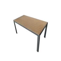 Tavolo Da Esterno In Alluminio Top Effetto Legno 90x180x74H Antracite