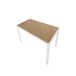 Tavolo Da Esterno In Alluminio Top Effetto Legno 90x180x74H Bianco