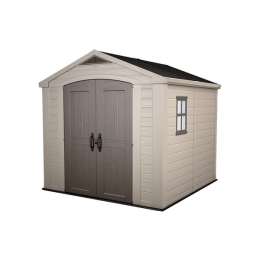 Casetta Da Giardino 256,5x255x243H Cm Factor 8x8 Beige Keter Con Mensole