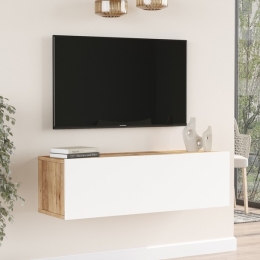 Mobile TV Sospeso 100x32x30 Bianco E Rovere Con Vano Frame