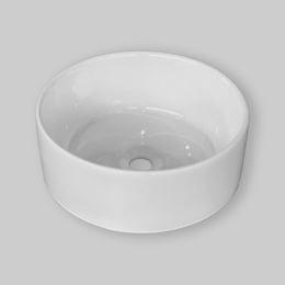 Lavabo Da Appoggio Tondo In Ceramica Bianco Lucido 41x15,5 Cm