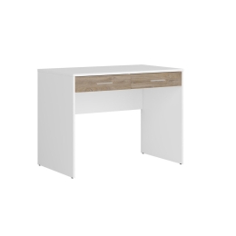 Scrivania Effetto Legno 100x60x75 A 2 Cassetti Bianco E Rovere