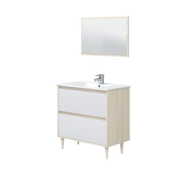 Mobile Bagno Da Terra 80 Cm Verona Rovere/Bianco