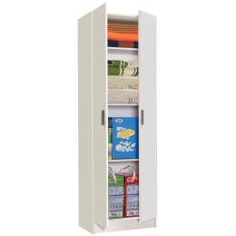 Armadio Multiuso 2 Ante 3 Ripiani 59x37x180 Bianco
