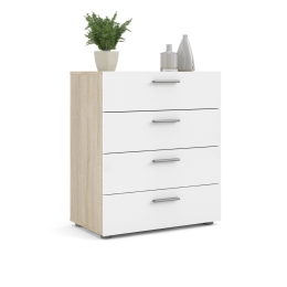 Kit Cassettiera 4 Cassetti Bianco E Rovere 70x40x82 Effetto Legno