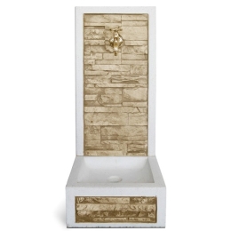 Fontana A Muro Moderna In Cemento Effetto Pietra Adige 40x40x92 Nocciola