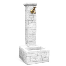 Fontana Da Giardino Effetto Pietra Iglesias 30x41x75 Bianco KAM