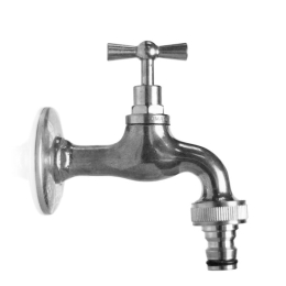 Rubinetto In Ottone Cromato 1/2 Per Fontane E Bacinelle Con Portagomma