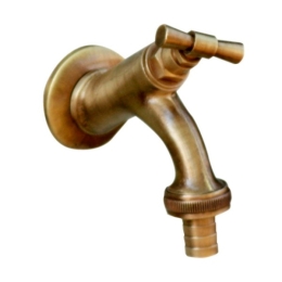 Rubinetto Ornamentale In Ottone Giallo 1/2" Con Portagomma Per Fontane