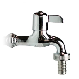 Rubinetto Per Fontana Da Giardino Cromato 1/2" Con Leva E Portagomma