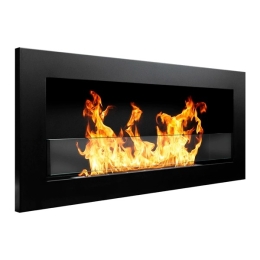 Camino a bioetanolo a parete o incasso Livorno Nero 90x12x40 con vetro