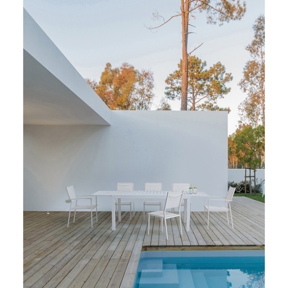Tavolo In Alluminio Allungabile Da Esterno 90x160-240 Cm Bianco
