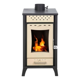 Stufa A Legna In Acciaio 15 kW Olga Beige 46x49x91 - 120 mq