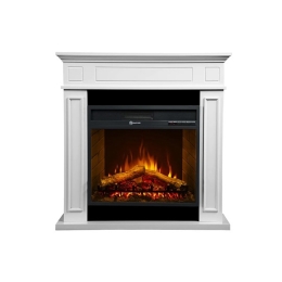 Camino elettrico da terra JEFFERSON in legno Bianco 89,5x28x90,5