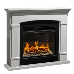 Camino elettrico da terra ADAMS in legno Bianco L107 x P24 x H95,2