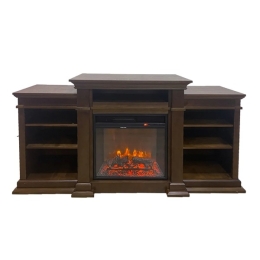 Camino elettrico caminetto da terra BIDEN in legno Marrone 179x48xH85
