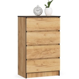 Cassettiera Moderna 60x40x100 Cm 4 Cassetti Quercia Artika
