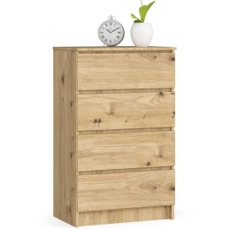 Cassettiera Moderna 60x40x100 Cm 4 Cassetti Rovere Artika