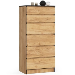 Cassettiera Moderna 60x40x130 Cm 6 Cassetti Quercia Artika