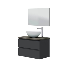 Mobile Bagno Sospeso 80 Cm Con Lavabo Da Appoggio Tokyo Antracite