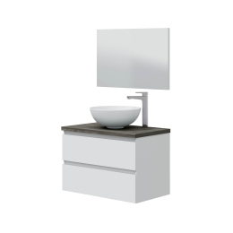 Mobile Bagno Sospeso 80 Cm Con Lavabo Da Appoggio Tokyo Bianco Lucido