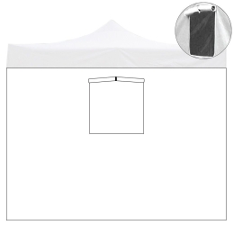 Telo laterale 3x2mt bianco con finestra per gazebo richiudibile 3x3mt
