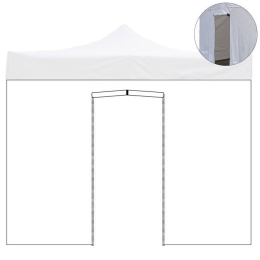 Telo laterale 6x2mt bianco con porta per gazebo richiudibile 3x6mt