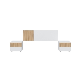 Testiera + 2 Comodini Ethna 0E6070A Bianco Artik Rovere Natur Listato