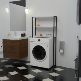 Mobile Coprilavatrice Industrial 70x21x150 Con 3 Ripiani Ida Bianco