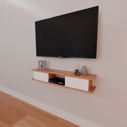 Mobile TV Sospeso 120 cm 2 Ante E Vano A Giorno Delta Rovere E Bianco