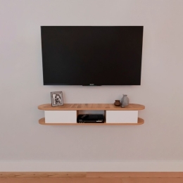 Mobile TV Sospeso 120 cm 2 Ante E Vano A Giorno Omega Rovere E Bianco
