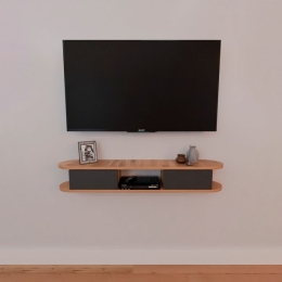 Mobile TV Sospeso 120 cm 2 Ante E Vano Omega Rovere E Antracite