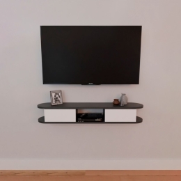 Mobile TV Sospeso 120 cm 2 Ante E Vano Omega Antracite E Bianco