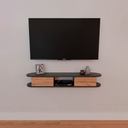 Mobile TV Sospeso 120 cm 2 Ante E Vano Omega Antracite E Rovere