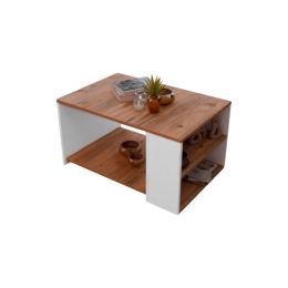Tavolino Da Salotto Moderno 60x90 Vani Laterali Zeno Rovere E Bianco